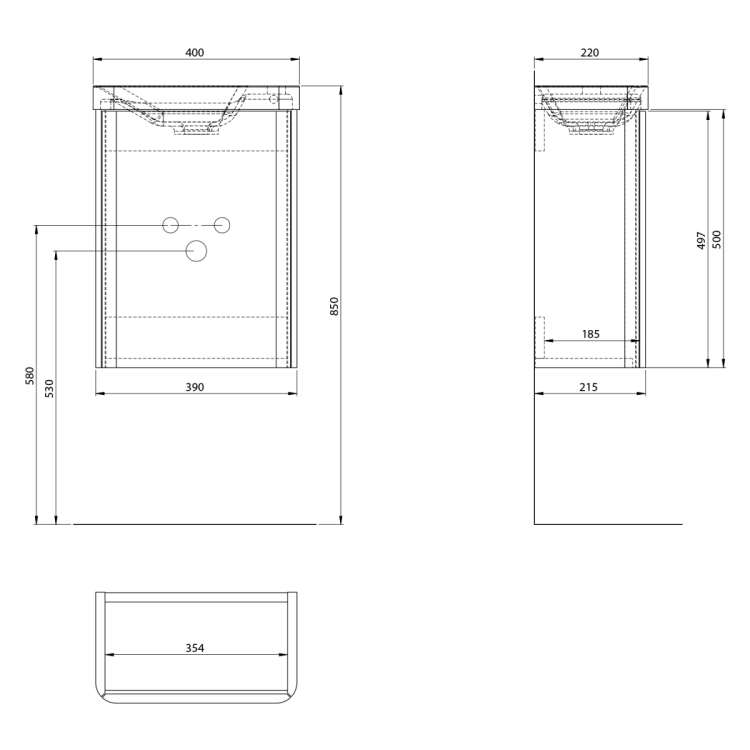ZORBA szafkapod umywalkę 39x50x21,5cm, siena