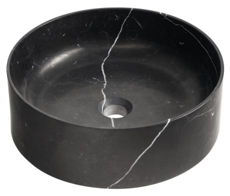 Przejdź do produktu BLOK kamienna umywalka nablatowa, średnica 40cm, czarny mat Marquin