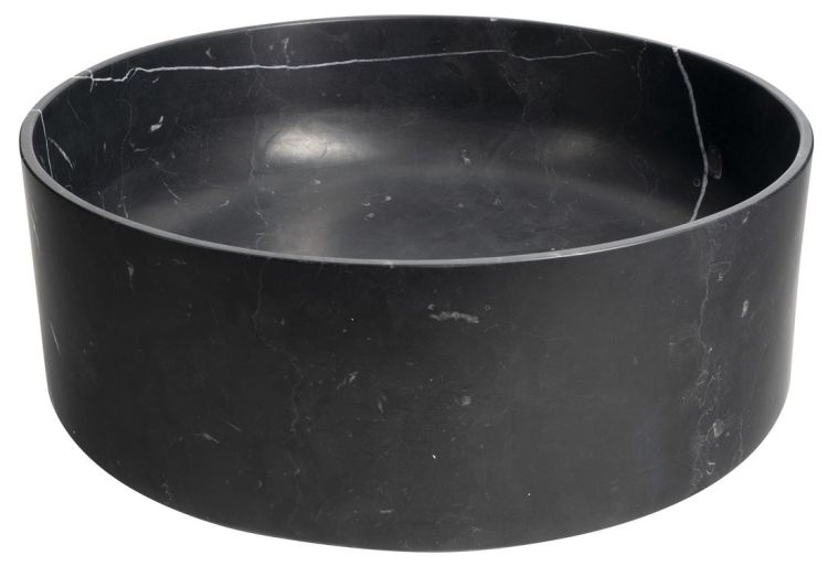 BLOK kamienna umywalka nablatowa, średnica 40cm, czarny matowy Marquin