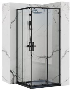 Kabina prysznicowa kwadratowa 90x90 cm z czarnymi profilami punto czarny mat