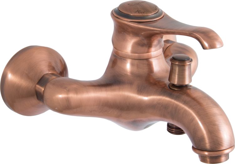 Retro bateria wannowa ścienna ze słuchawką prysznicową kompletna Emmevi Tiffany miedziany 6001CRO