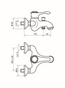 Retro bateria wannowa ścienna złoty Emmevi Tiffany 6001OR