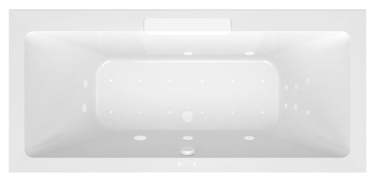 CASCATA wanna z hydromasażem, 185x85x45cm, kaskada biała, Attraction Hydro-Air, chrom