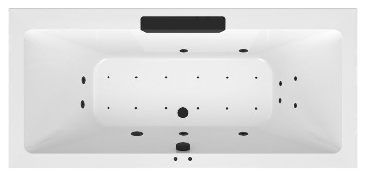 CASCATA wanna z hydromasażem, 185x85x45cm, kaskada czarna, Active Hydro-Air, chrom