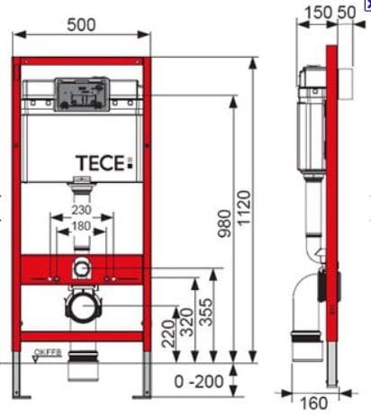 Stelaż podtynkowy Tece 9407400