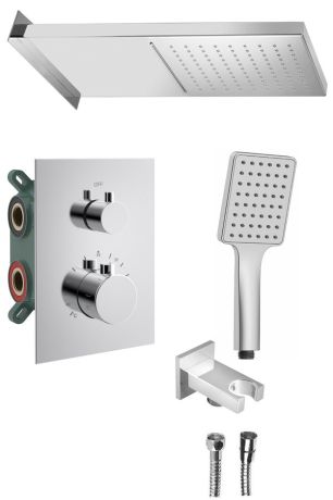 Przejdź do produktu KIMURA zestaw prysznicowy z baterią podtynkową, termostat, 3 wyjścia, box podtynkowy, chrom