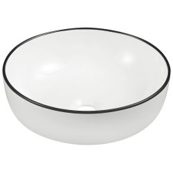 Umywalka nablatowa okrągła 41,5 cm Kerra KR-98WH/BL biały połysk/czarny