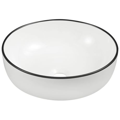 Przejdź do produktu Umywalka nablatowa okrągła 41,5 cm Kerra KR-98WH/BL biały połysk/czarny