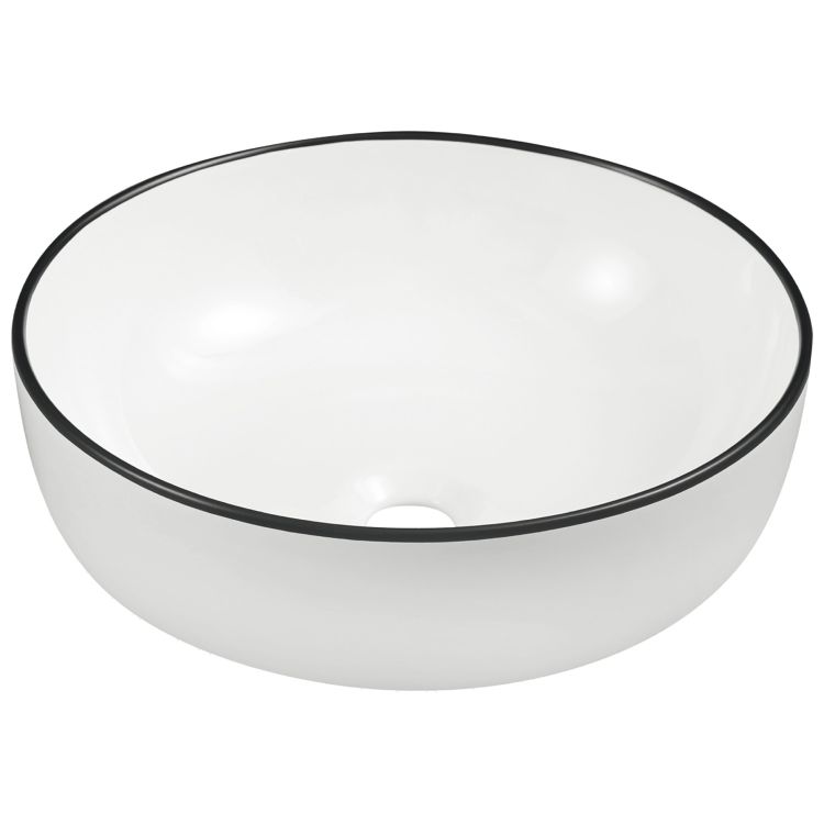 Umywalka nablatowa okrągła 41,5 cm Kerra KR-98WH/BL biały połysk/czarny
