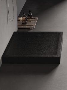 BRODZIK MILD STONE PROSTOKĄTNY CZARNY AKRYLOWY 70x110x11,5