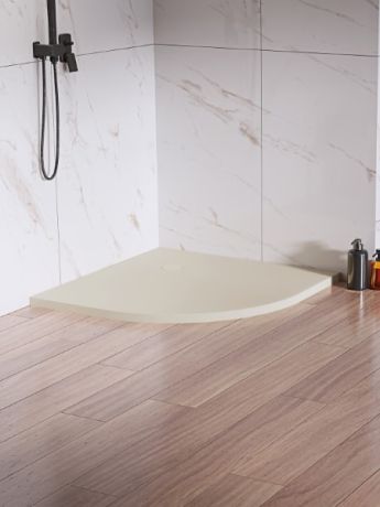 Przejdź do produktu BRODZIK NEX SHADE PÓŁOKRĄGŁY BEŻOWY - STRUKTURA KONGLOMERATOWY 90x90x3,5
