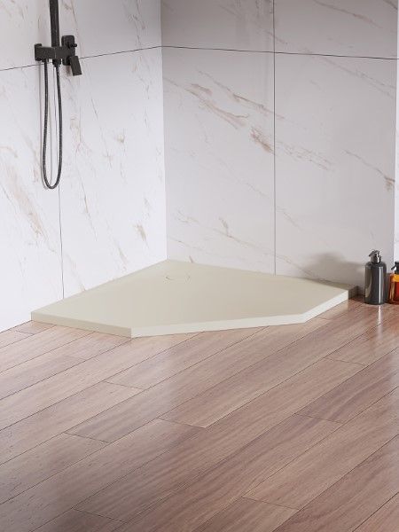 BRODZIK NEX SHADE PIĘCIOKĄTNY BEŻOWY - STRUKTURA KONGLOMERATOWY 90x90x3,5