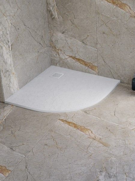BRODZIK MORI PÓŁOKRĄGŁY BIAŁY KONGLOMERATOWY 90x90x3