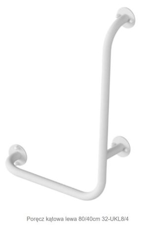 Przejdź do produktu Uchwyt łazienkowy dla osób niepełnosprawnych kątowy ścienny 40x80 cm lewy, biały  Makoinstal 32-UKL 8/4