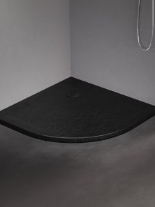 BRODZIK MILD STONE PÓŁOKRĄGŁY CZARNY AKRYLOWY 90x90x4,5