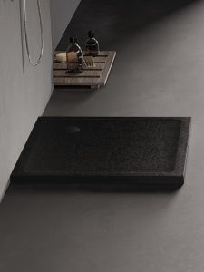 BRODZIK MILD STONE KWADRATOWY CZARNY AKRYLOWY 90x90x11,5