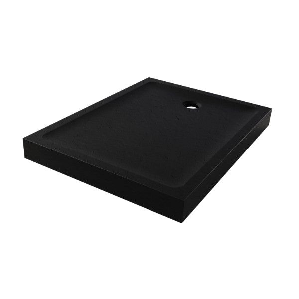 BRODZIK MILD STONE PROSTOKĄTNY CZARNY AKRYLOWY 90x140x11,5