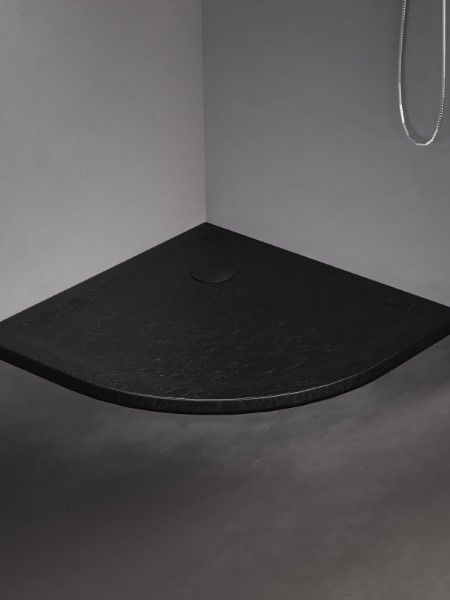 BRODZIK MILD STONE PÓŁOKRĄGŁY CZARNY AKRYLOWY 80x80x4,5