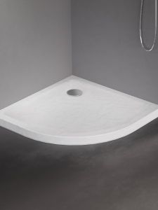 BRODZIK MILD STONE PÓŁOKRĄGŁY BIAŁY AKRYLOWY 80x80x4,5