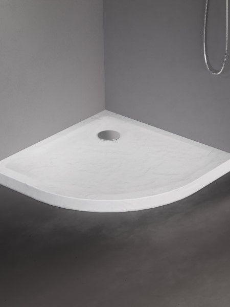 BRODZIK MILD STONE PÓŁOKRĄGŁY BIAŁY AKRYLOWY 80x80x4,5