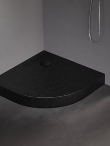 BRODZIK MILD STONE PÓŁOKRĄGŁY CZARNY AKRYLOWY 80x80x11,5