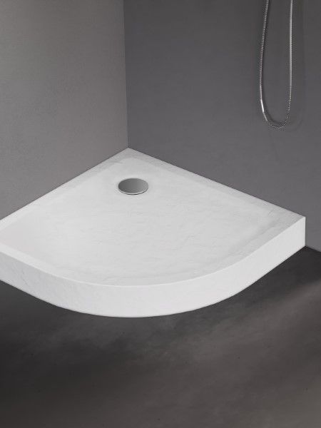 BRODZIK MILD STONE PÓŁOKRĄGŁY BIAŁY AKRYLOWY 80x80x11,5