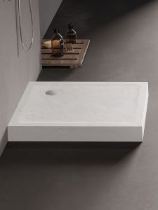 BRODZIK MILD STONE KWADRATOWY BIAŁY AKRYLOWY 80x80x11,5