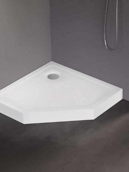 BRODZIK MILD PIĘCIOKĄTNY BIAŁY AKRYLOWY 80x80x11,5