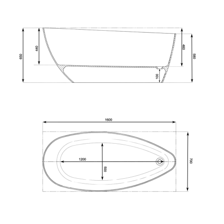 Przejdź do produktu Wanna wolnostojąca 160x70 cm Darfor Nemi WW/NEMI160/BP biały połysk