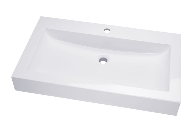 Umywalka nablatowa prostokątna 80x46 cm Darfor UM/N/80x46/01/BP biały połysk