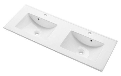 Przejdź do produktu Umywalka meblowa podwójna 121x46 cm Darfor UM/P/121x46/1/BP biały połysk
