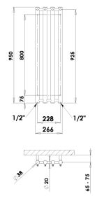 Grzejnik łazienkowy pionowy 26,6x95 cm PMH Rosendal R1