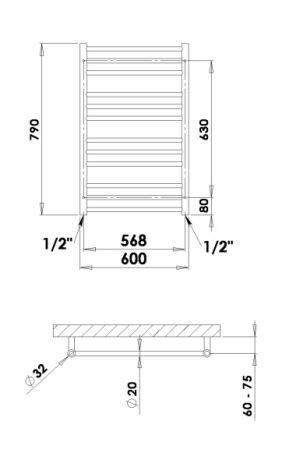 Przejdź do produktu Grzejnik łazienkowy, drabinkowy chrom 60x79 cm PMH Sorano SN2C 