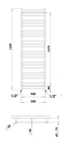 Grzejnik łazienkowy stal szczotkowana 50x163 cm PMH Sorano SN5SS