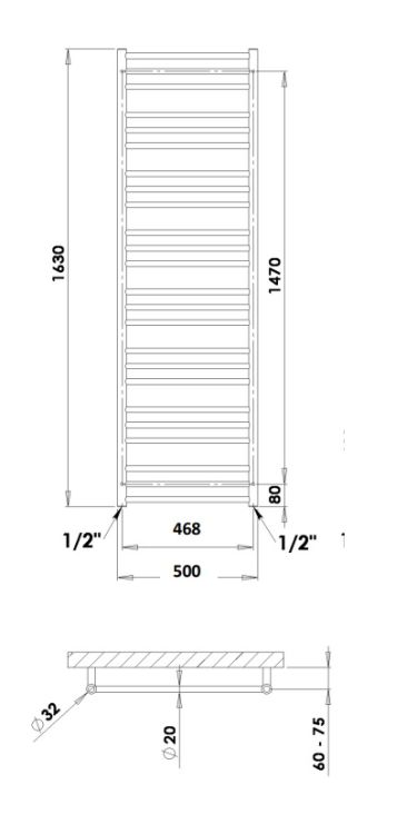 Grzejnik łazienkowy stal szczotkowana 50x163 cm PMH Sorano SN5SS