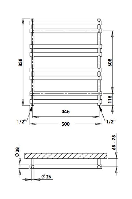 Grzejnik łazienkowy chrom 50x84 cm PMH Ulysses U4C