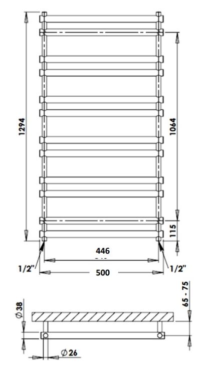 Grzejnik łazienkowy chrom 50x129 cm PMH Ulysses U7C