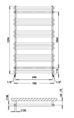 Przejdź do produktu Grzejnik łazienkowy chrom 70x129 cm PMH Ulysses U8C 