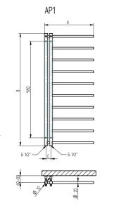 Czarny grzejnik łazienkowy 50x114 cm PMH Apollo AP1B