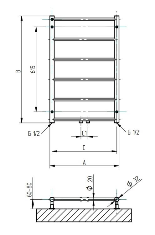 Grzejnik dekoracyjny 50x77,5 cm chrom PMH Naas NS1C-M