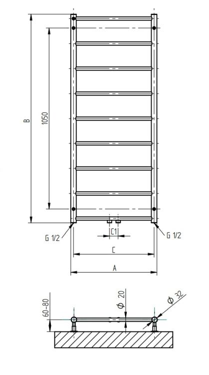 Grzejnik dekoracyjny 50x121 cm chrom PMH Naas NS3C-M