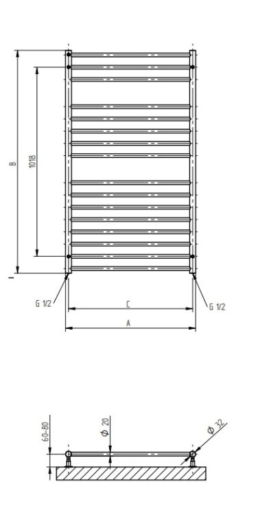 Grzejnik drabinkowy 70x120 cm PMH Luxor LX3B