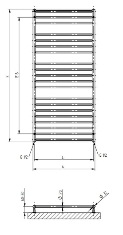 Grzejnik drabinkowy 70x150 cm PMH Luxor LX6