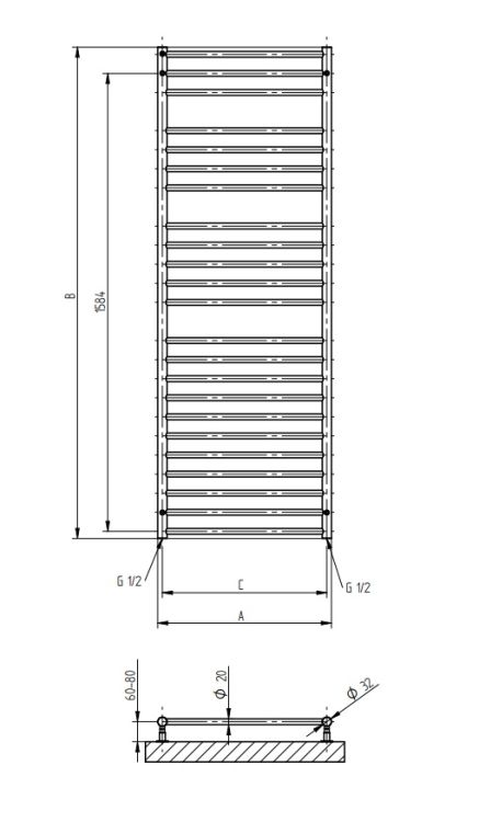 Grzejnik drabinkowy 60x170 cm chrom PMH Luxor LX8C