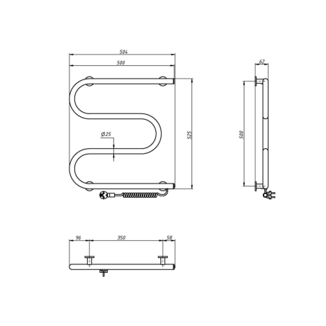 Przejdź do produktu VIPE elektryczna suszarka na ręczniki 500x500mm, 59W, biały