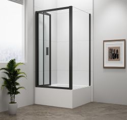 DEEP BLACK kabina prysznicowa 1000x900mm wariant L/P, szkło czyste