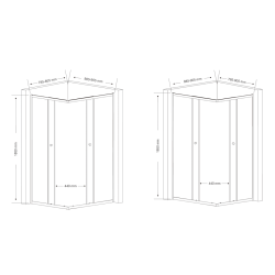 AGGA kabina prysznicowa 900x800mm, szkło czyste