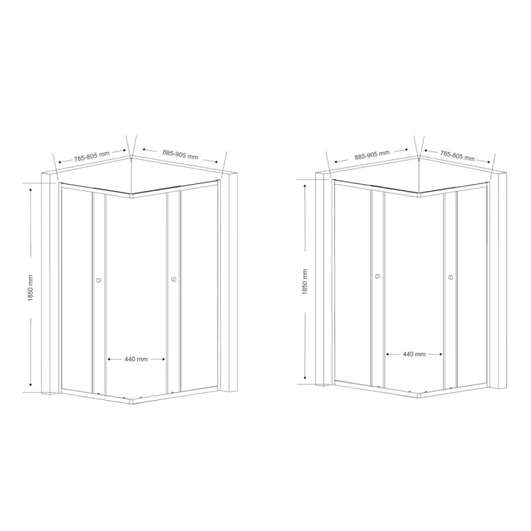 AGGA kabina prysznicowa 900x800mm, szkło czyste