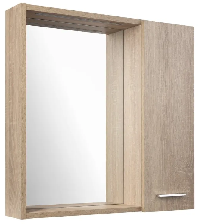 ZOJA/KERAMIA FRESH STRIP szafka z lustrem i oświetleniem LED, 60x60x14cm, prawa, dąb platin