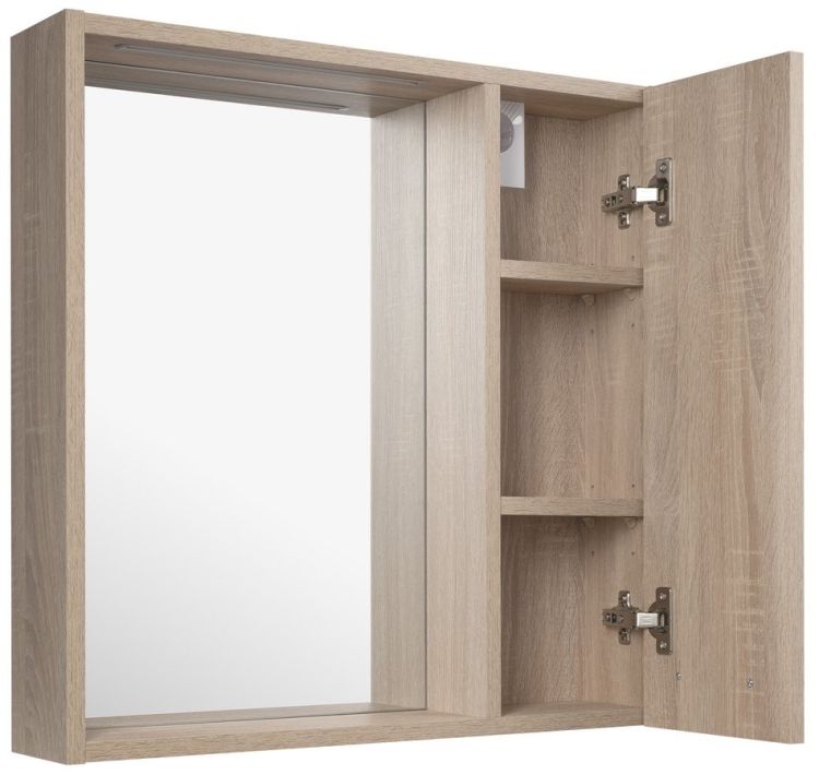 ZOJA/KERAMIA FRESH STRIP szafka z lustrem i oświetleniem LED, 60x60x14cm, prawa, dąb platin